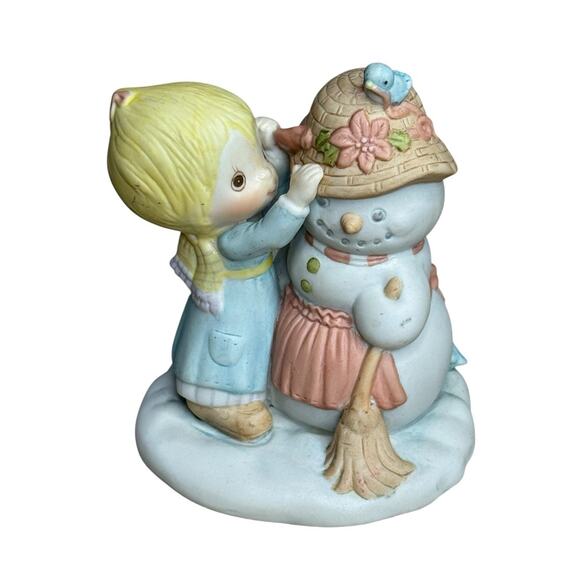 VTG 80s BETSEY CLARK Christmas Porcelain Figurine Snowman Kindness Collectible - Picture 1 of 7
